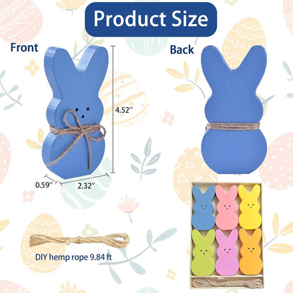 Wooden Easter Bunny Decor, Set of 6