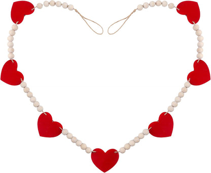 Wood Bead Garland with Felt Hearts