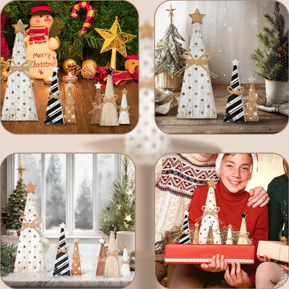 Wooden Christmas Tree Block Signs, Set of 6