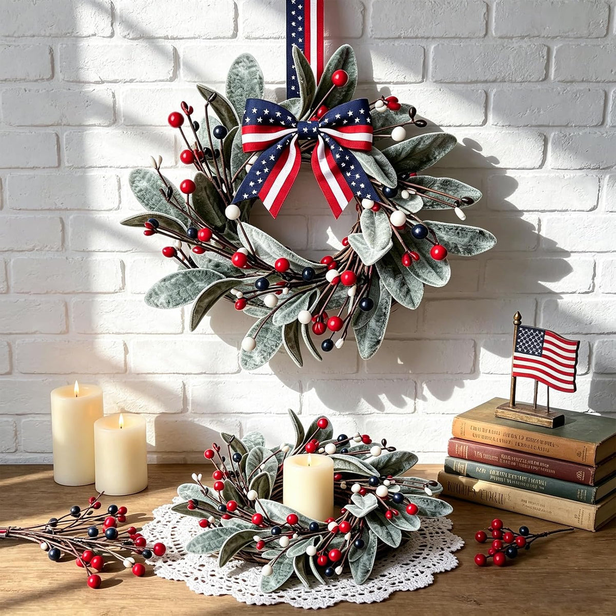 Patriotic Mini Wreaths, Set of 4