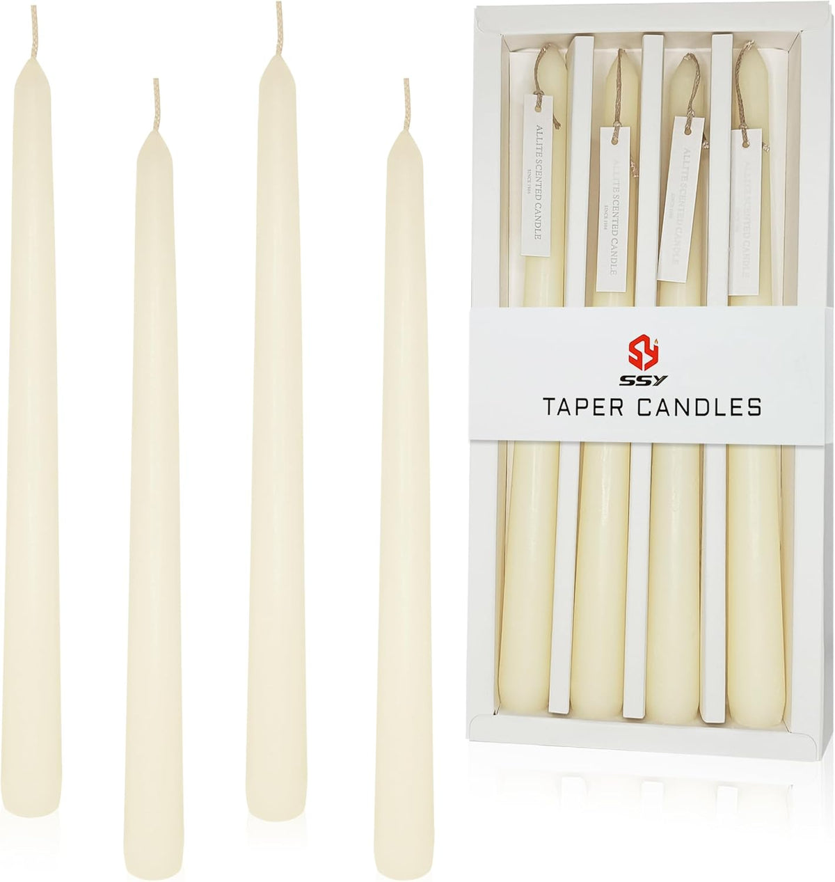 Ivory Taper Candles, 4-Pack