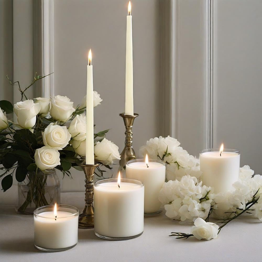 Ivory Taper Candles, 4-Pack