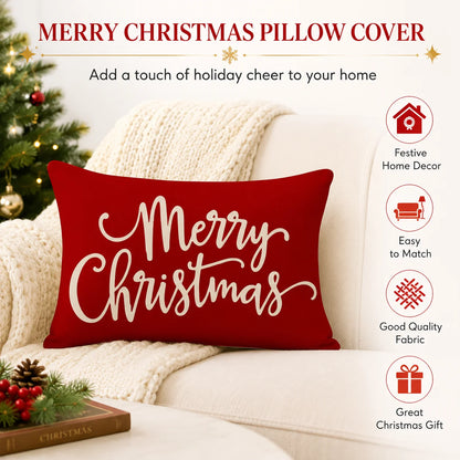 Red Farmhouse Christmas Pillow Cover, 12X20