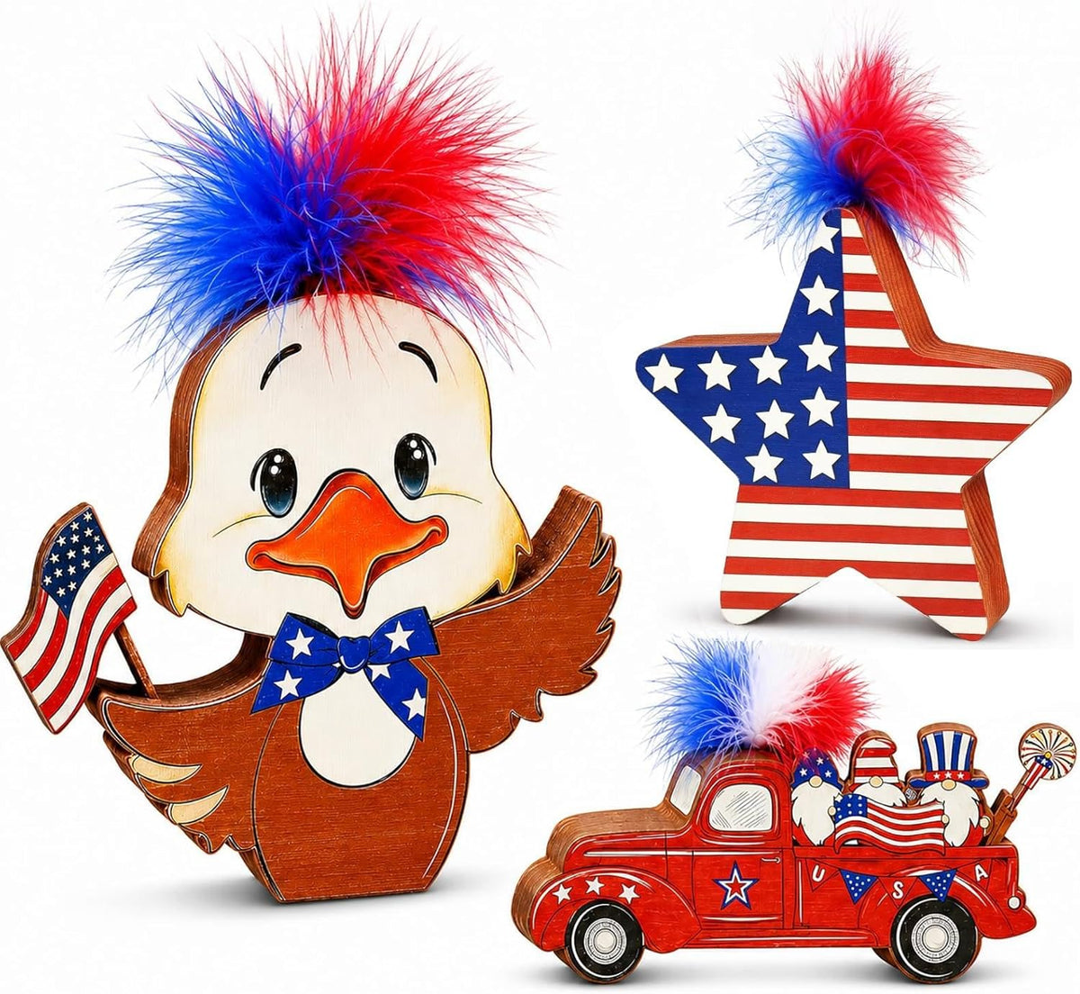 Patriotic Table Decor Set, Eagle & Truck, 3Pc