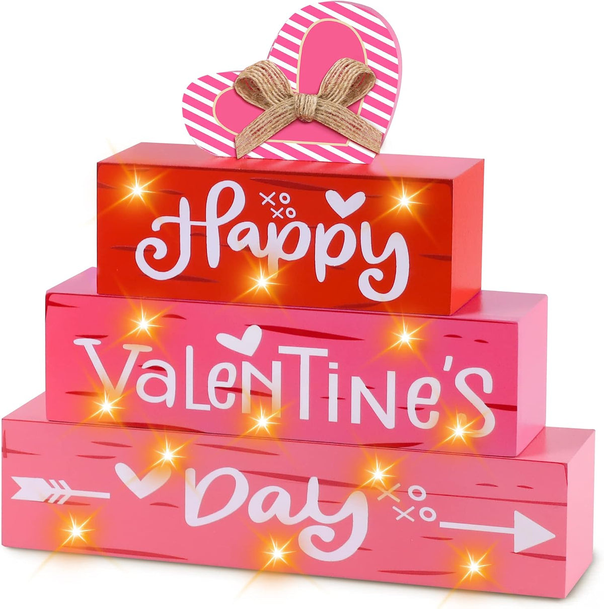 Light-Up Happy Valentine'S Day Wooden Sign