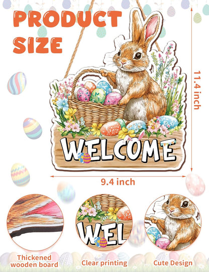 Easter Bunny Welcome Wooden Door Sign