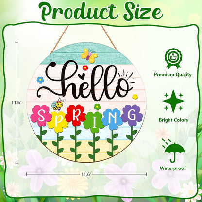 Wooden Hello Spring Door Sign