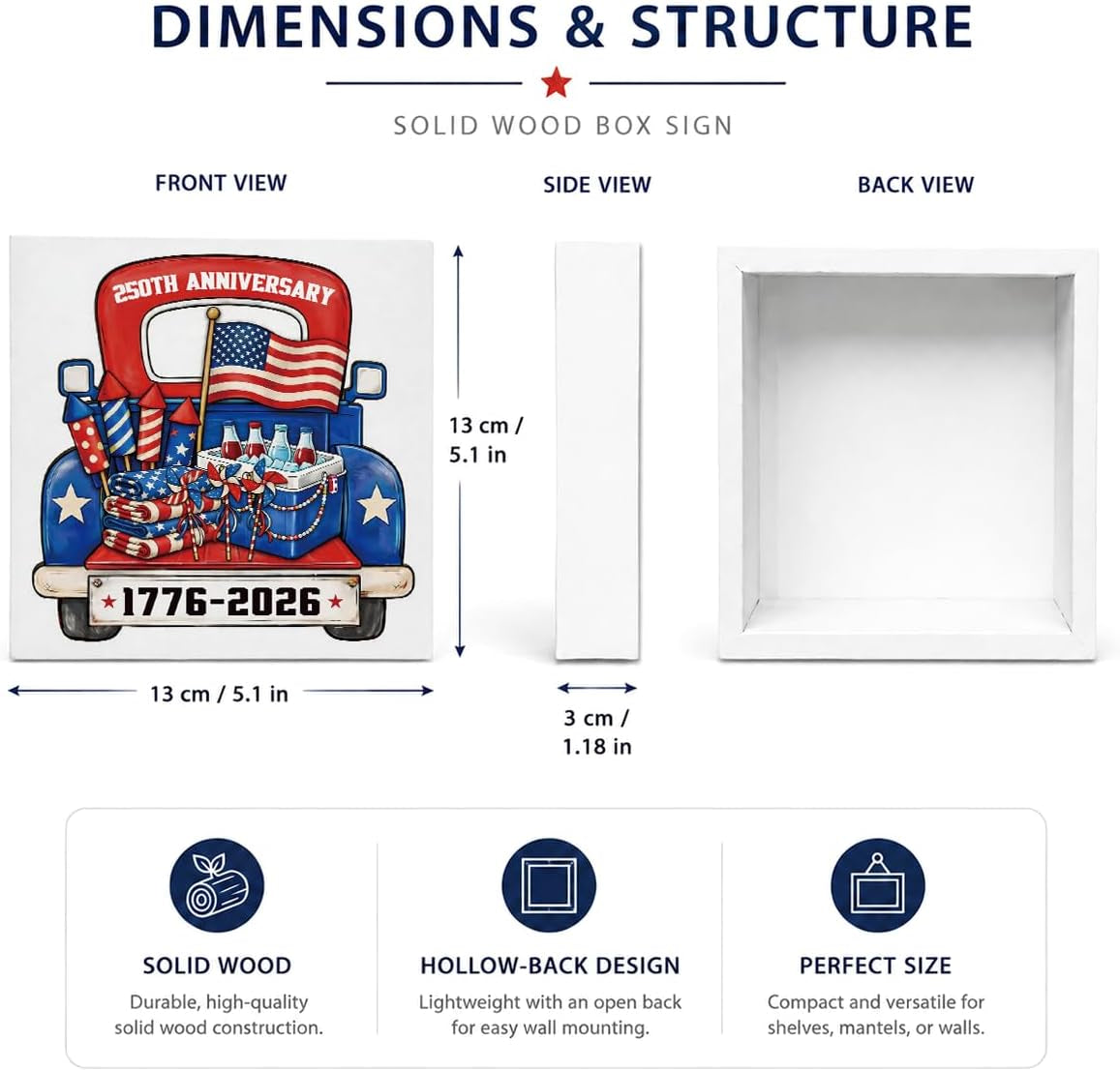 4Th of July Wooden Truck & Flag Sign
