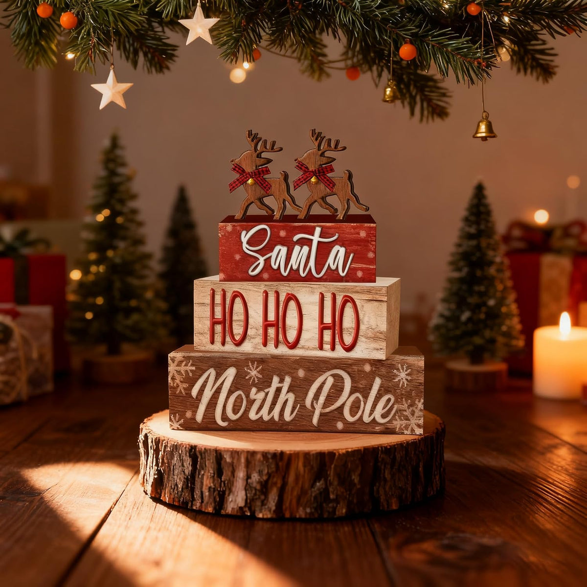 Wooden Elk Table Decor, Set of 4