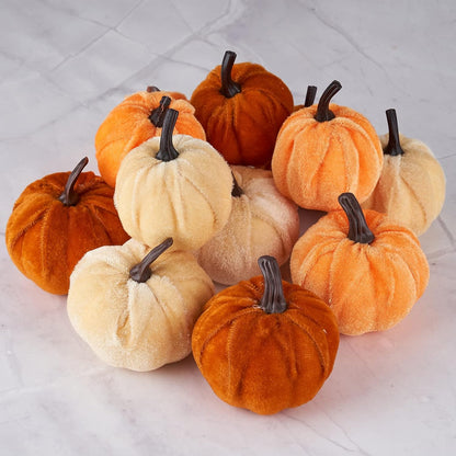 Velvet Pumpkin Decor, 12Pc Set