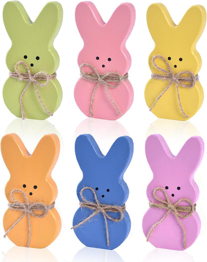 Wooden Easter Bunny Decor, Set of 6