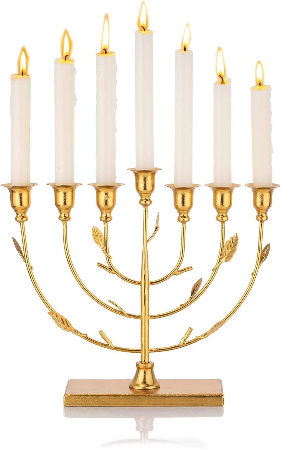9-Branch Gold Menorah Candle Holder