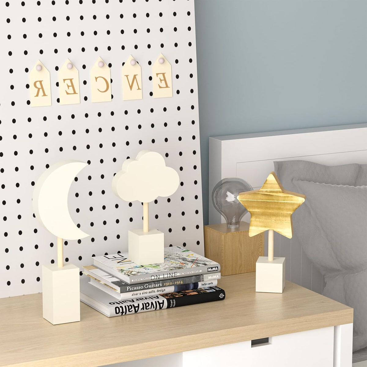 Moon & Stars Nursery Decor, 3Pc