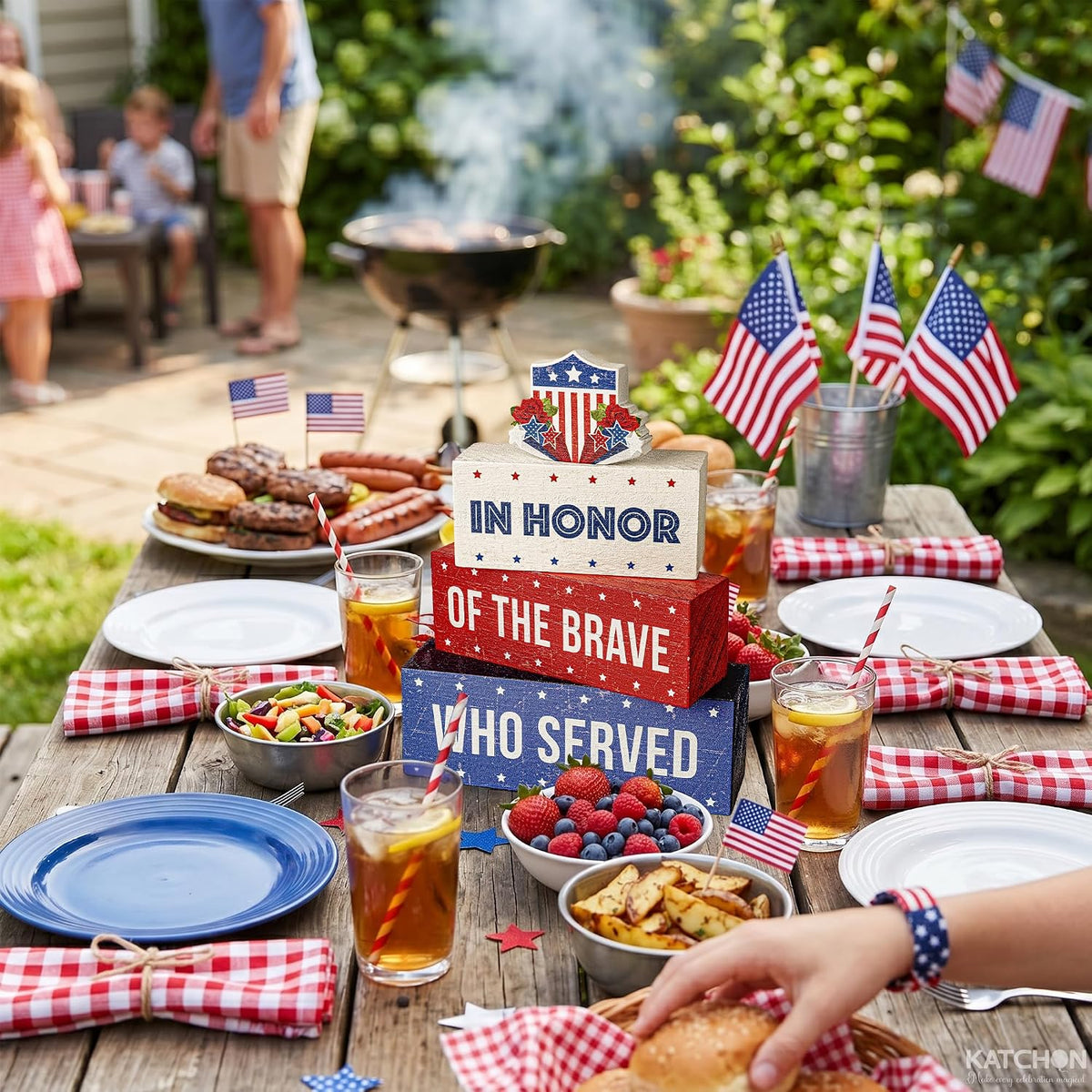 Patriotic Table Centerpiece Signs, Pack of 4