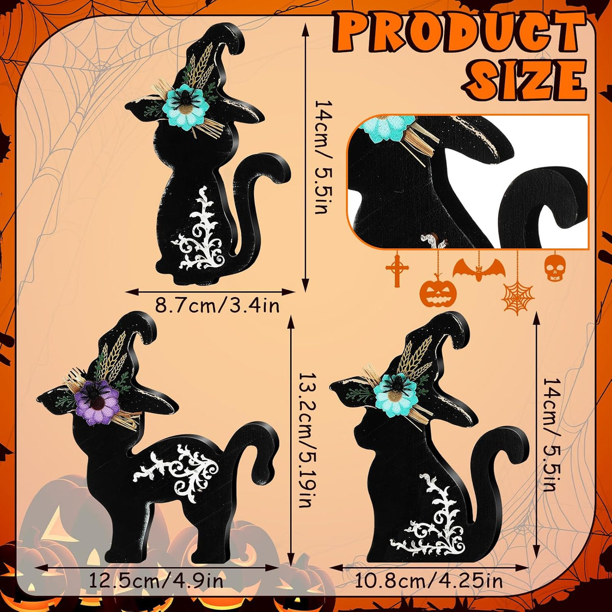 Rustic Farmhouse Black Cat Trio
