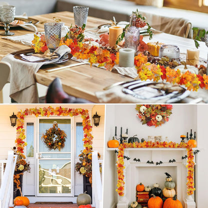 2 Pcs 13Ft Fall Leaves Garland