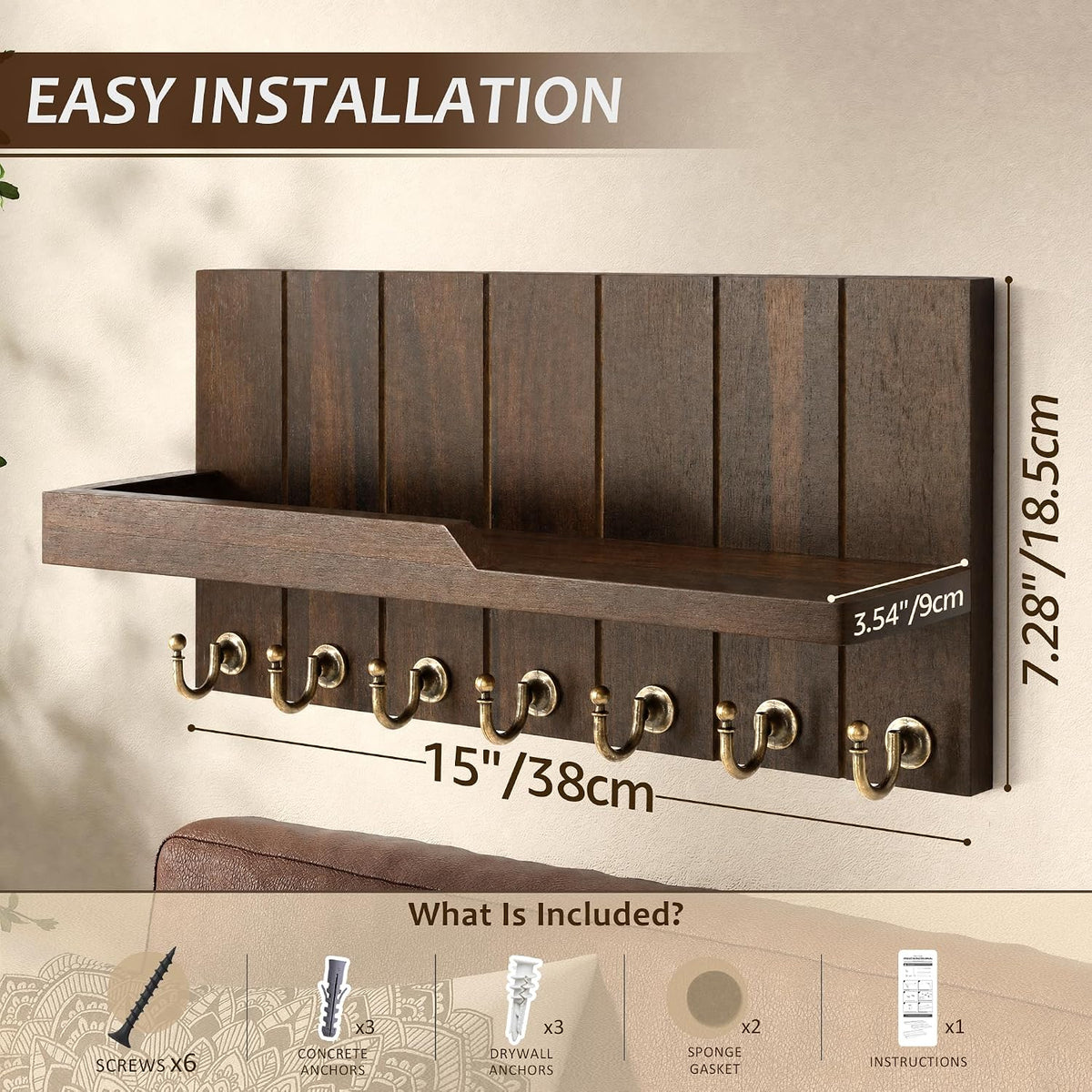 Acacia Wood Key Holder