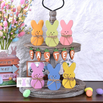 Wooden Easter Bunny Decor, Set of 6