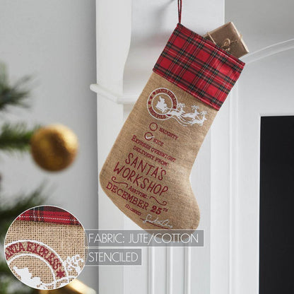 Country Black Santa'S Workshop Christmas Stocking, 20 In.