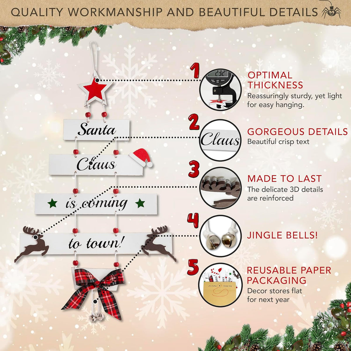 Wooden Hanging Christmas Wall/Door Decor