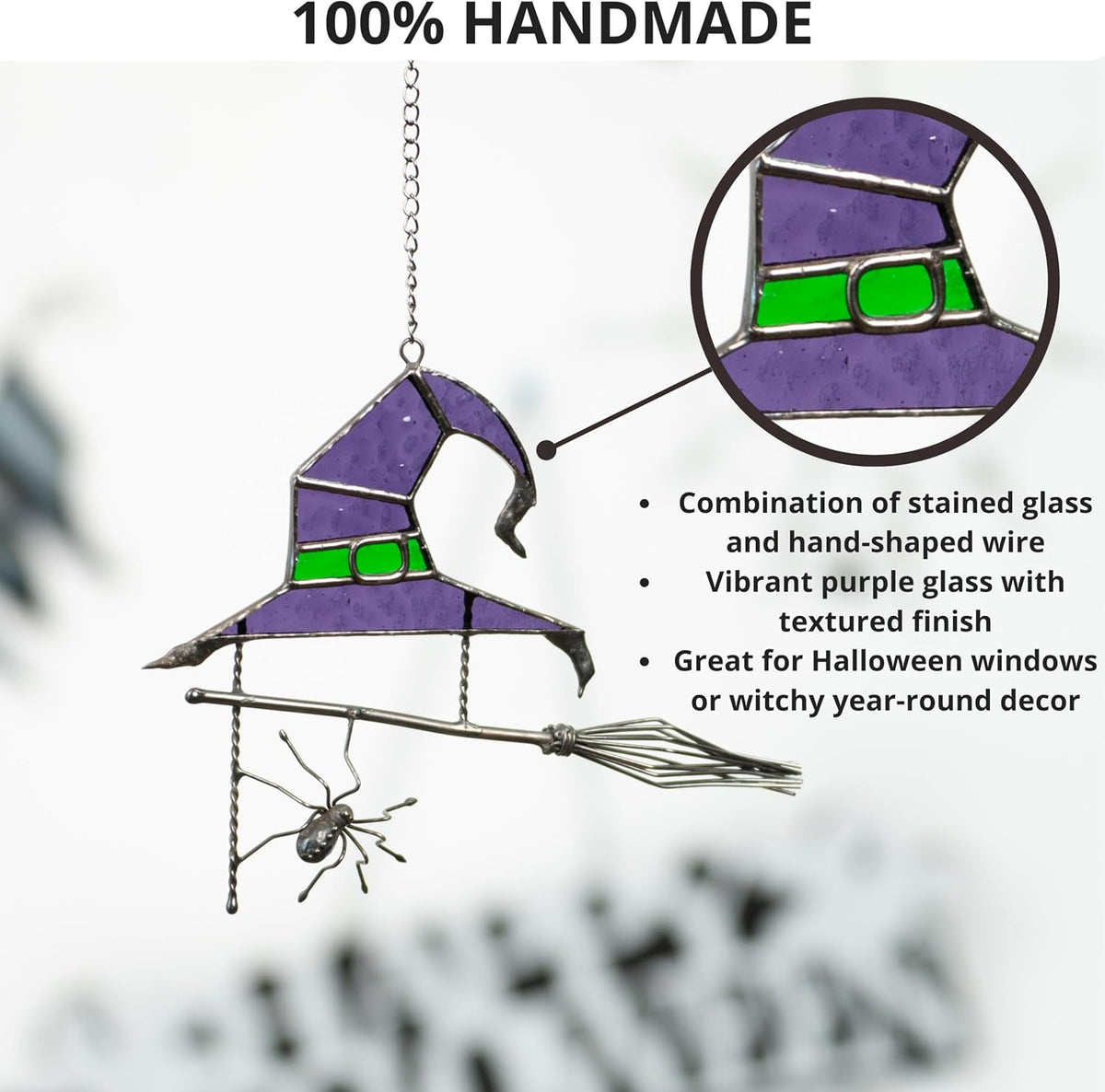 Halloween Witch Hat Stained Glass Suncatcher