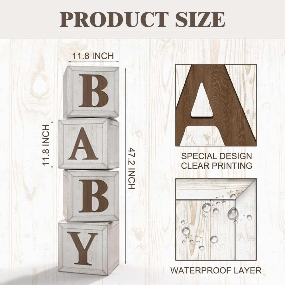 Baby Shower Wood Grain Centerpiece Boxes