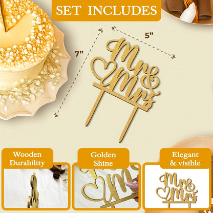 Boho Mr and Mrs Wood Cake Topper