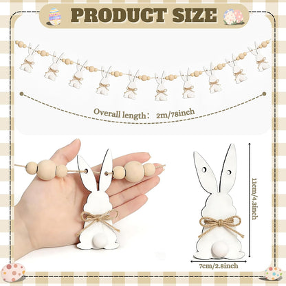 Bunny Garland with Wood Beads, 6.5Ft