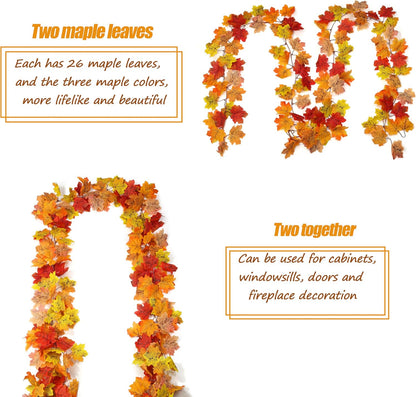 2 Pcs 13Ft Fall Leaves Garland
