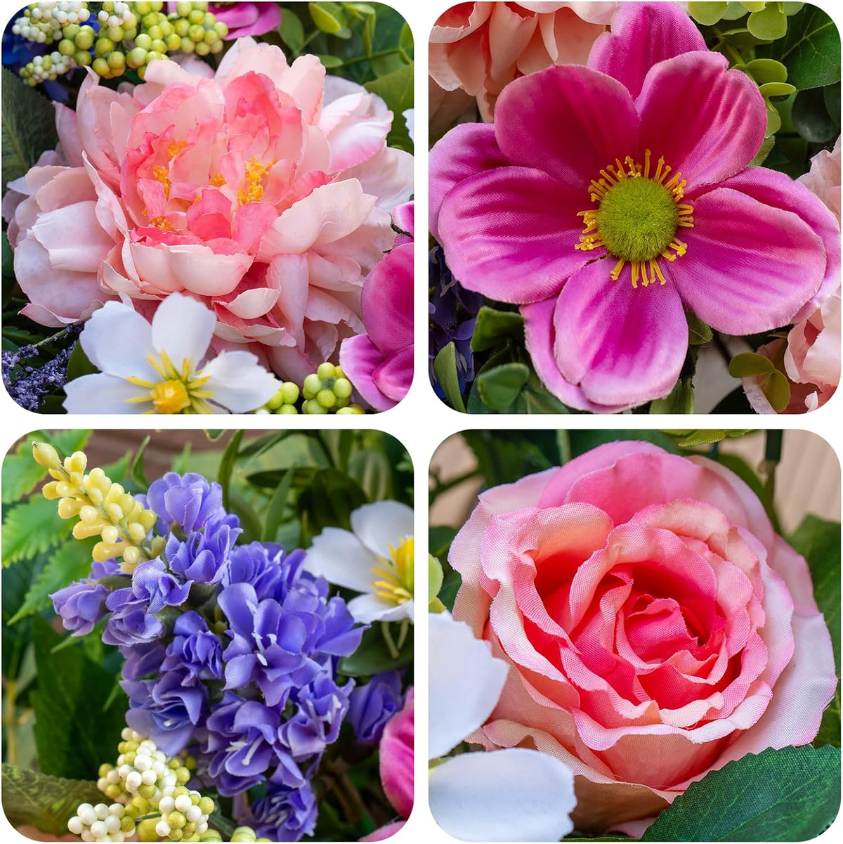 Peony & Rose Spring Wreath, 24"