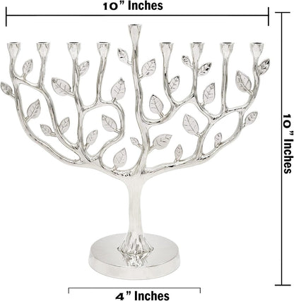 Tree of Life Menorah, Antique Silver