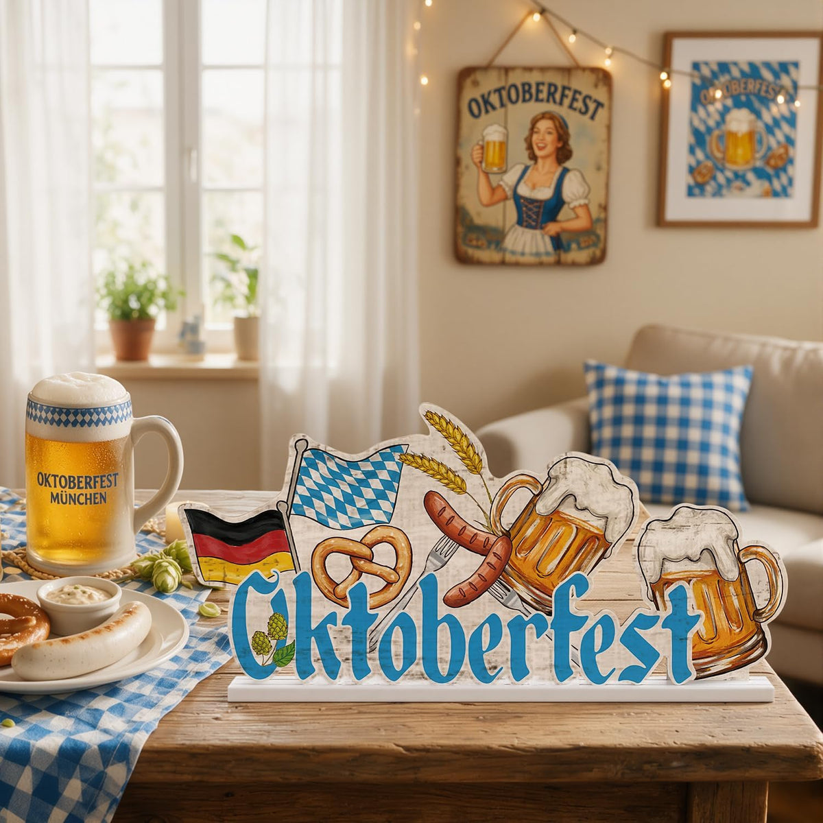 Oktoberfest Wooden Standing Decor, Tiered Tray Signs