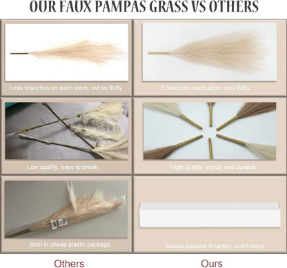 Faux Pampas Grass Decor, 6 Stems