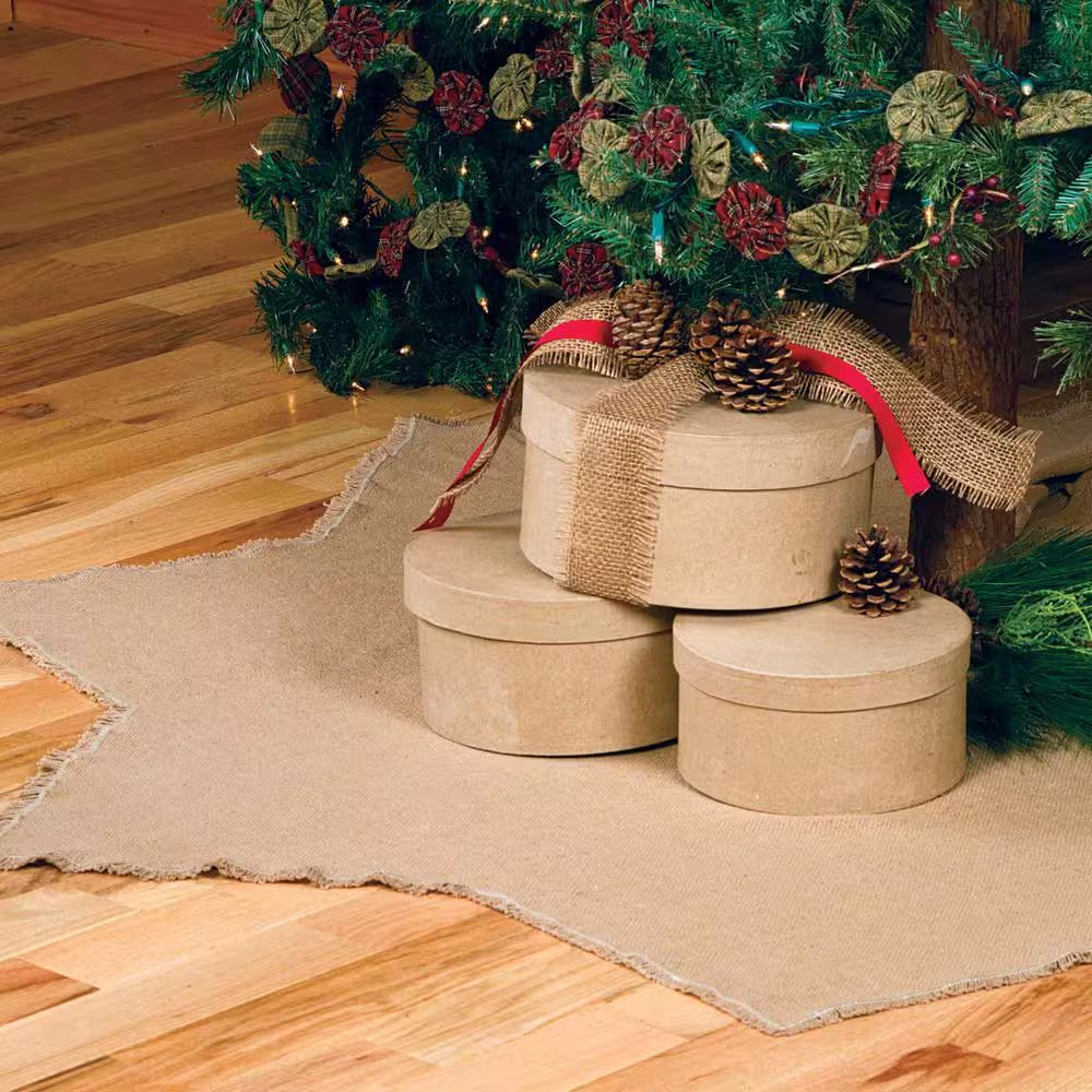 Burlap Farmhouse Christmas Tree Skirt, 48 In.