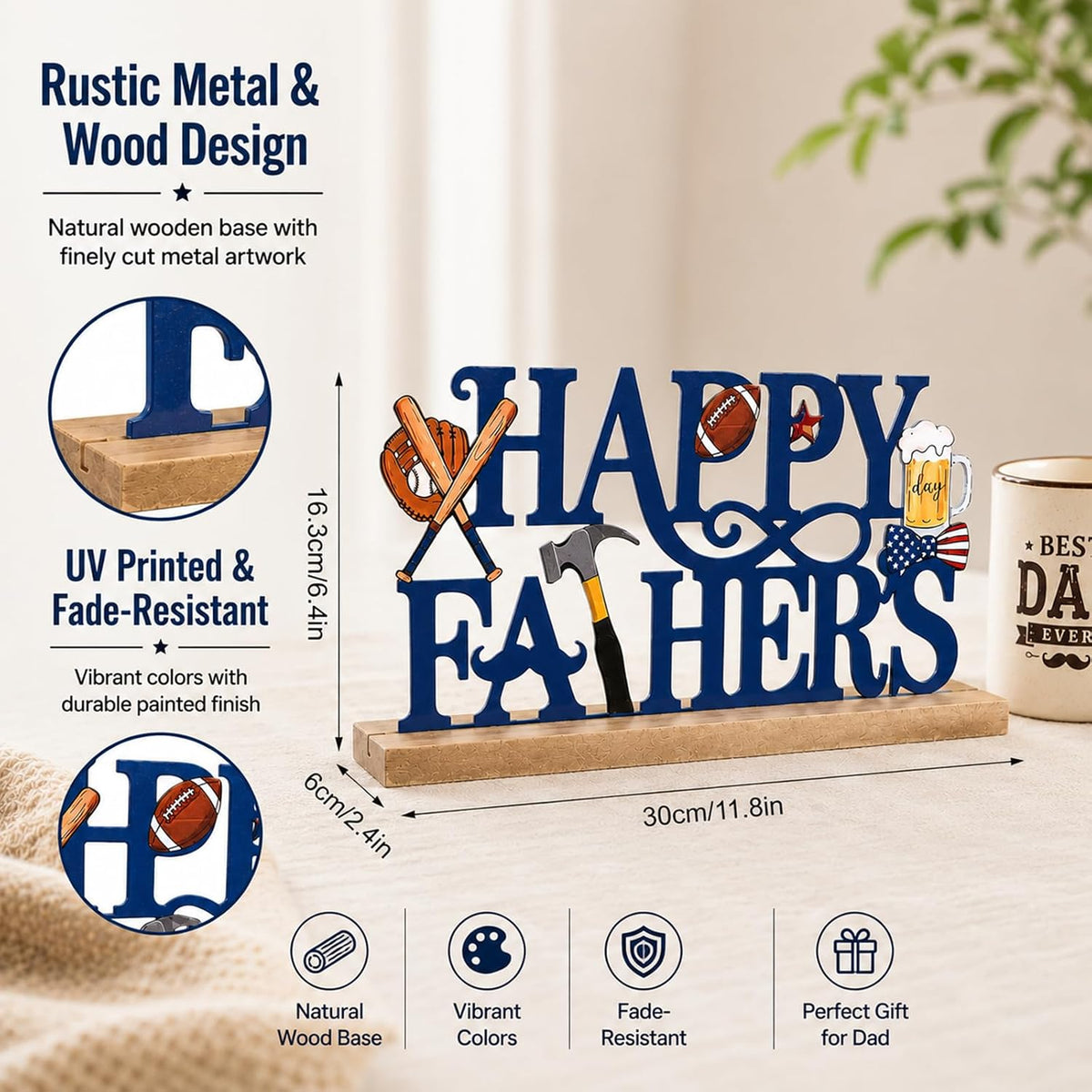 Metal Happy Father'S Day Table Sign