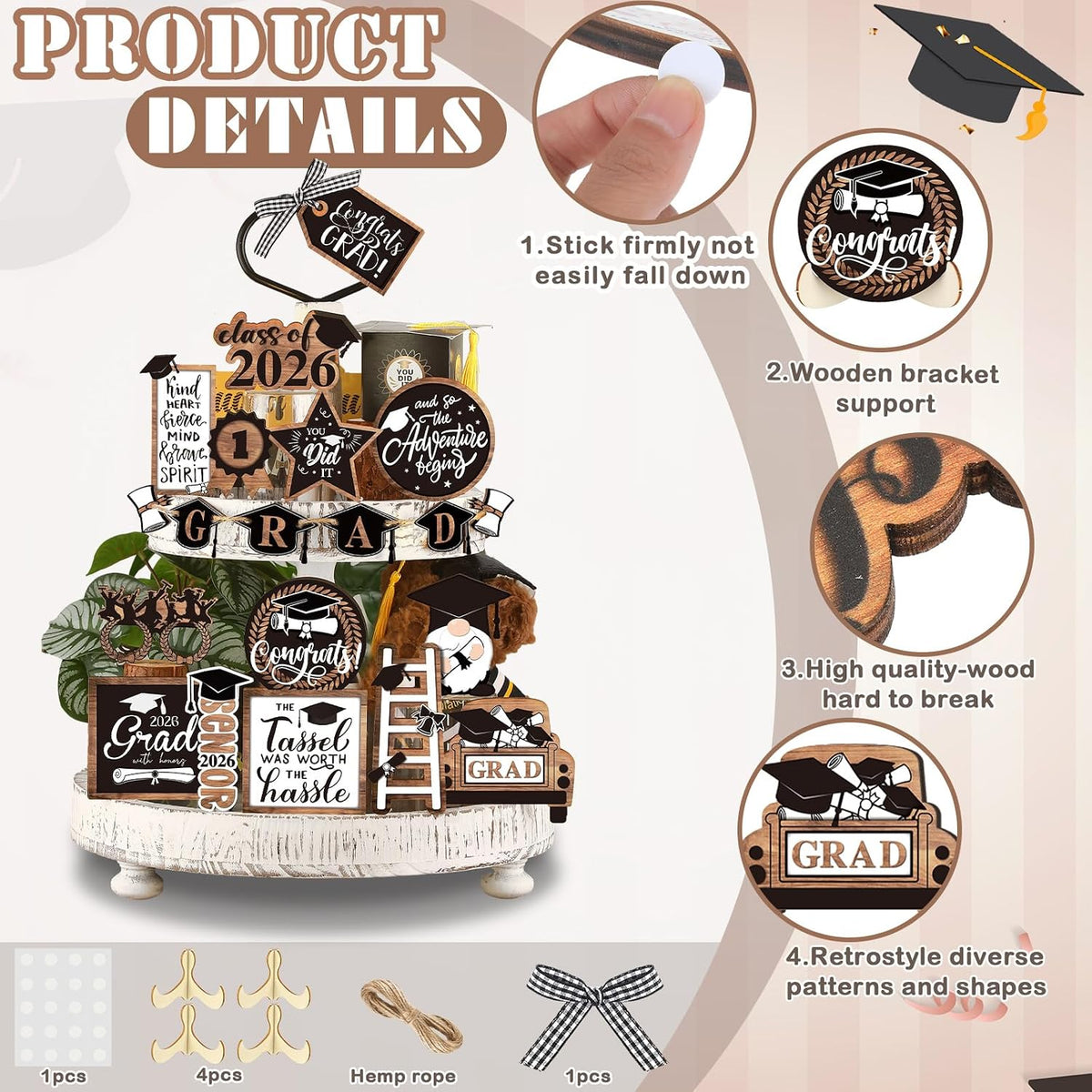 Graduation Tiered Tray Decor, 27Pc Set