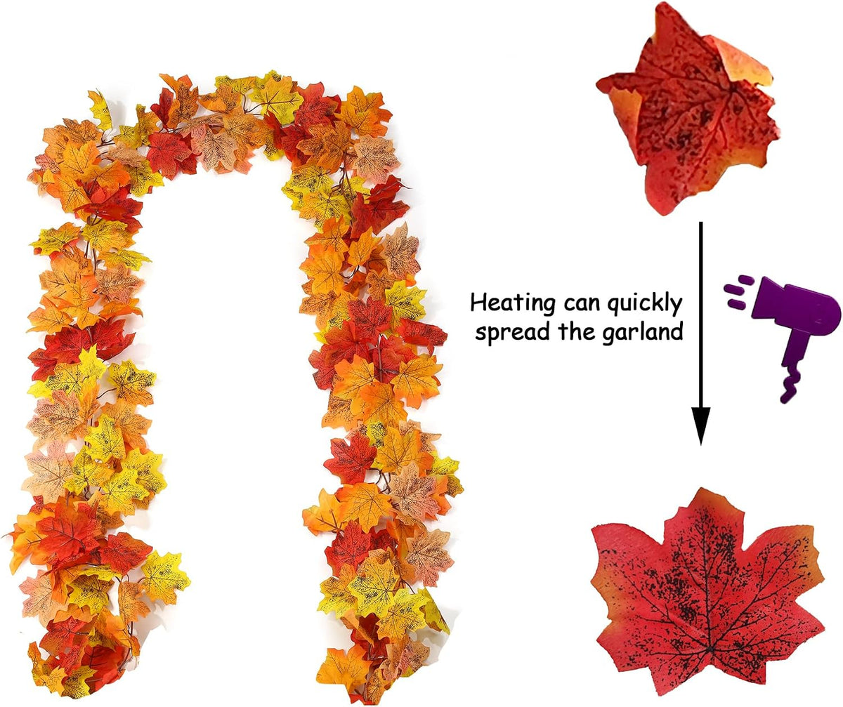 2 Pcs 13Ft Fall Leaves Garland
