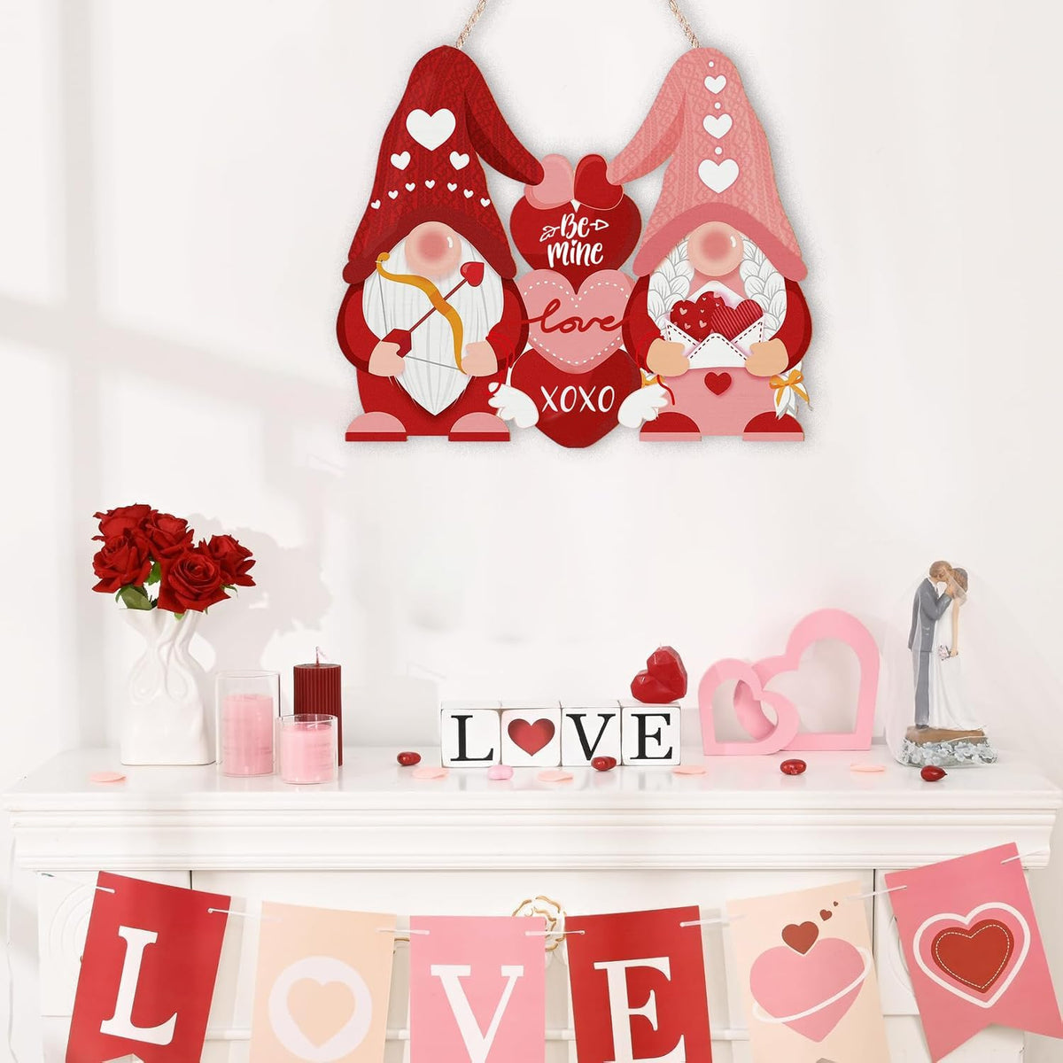 Valentine'S Gnome Door Wreath Decor