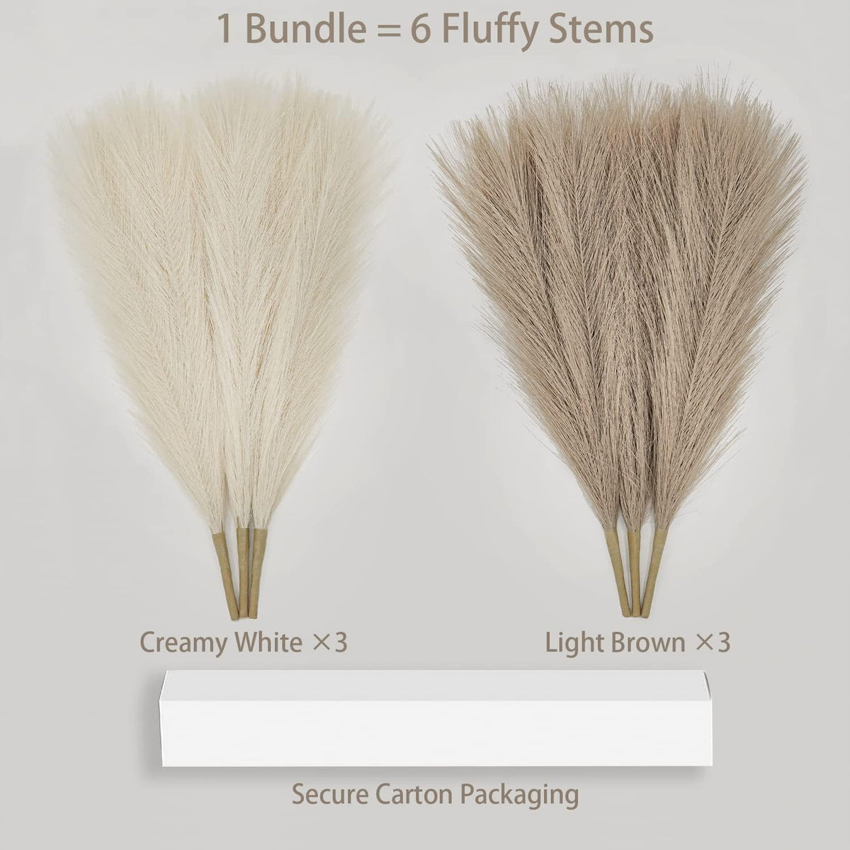 Faux Pampas Grass Decor, 6 Stems