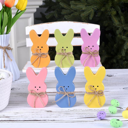 Wooden Easter Bunny Decor, Set of 6
