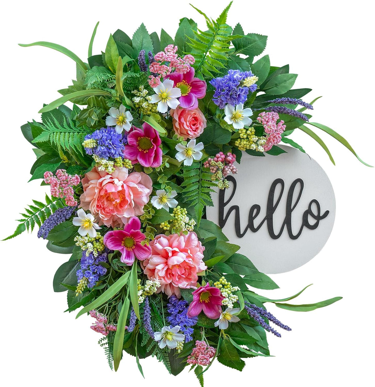Peony & Rose Spring Wreath, 24"