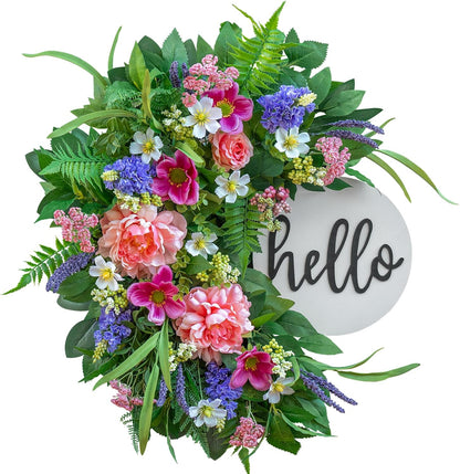 Peony & Rose Spring Wreath, 24"
