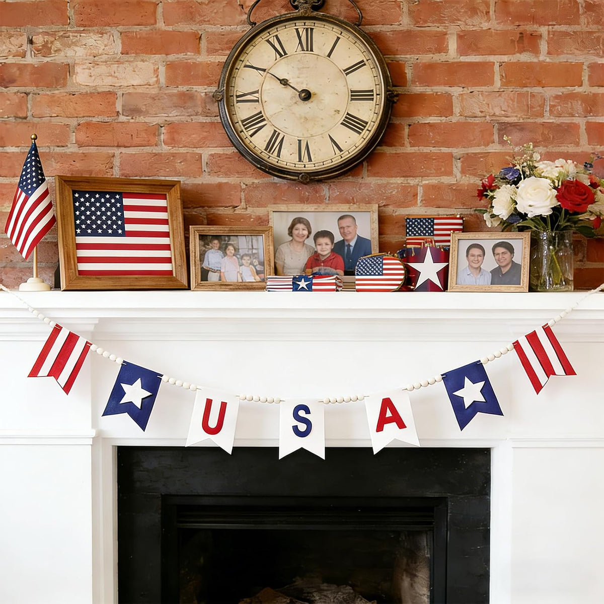 American Flag Style Garland, 9.84Ft