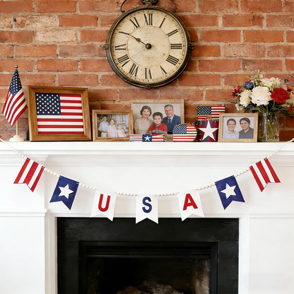 American Flag Style Garland, 9.84Ft