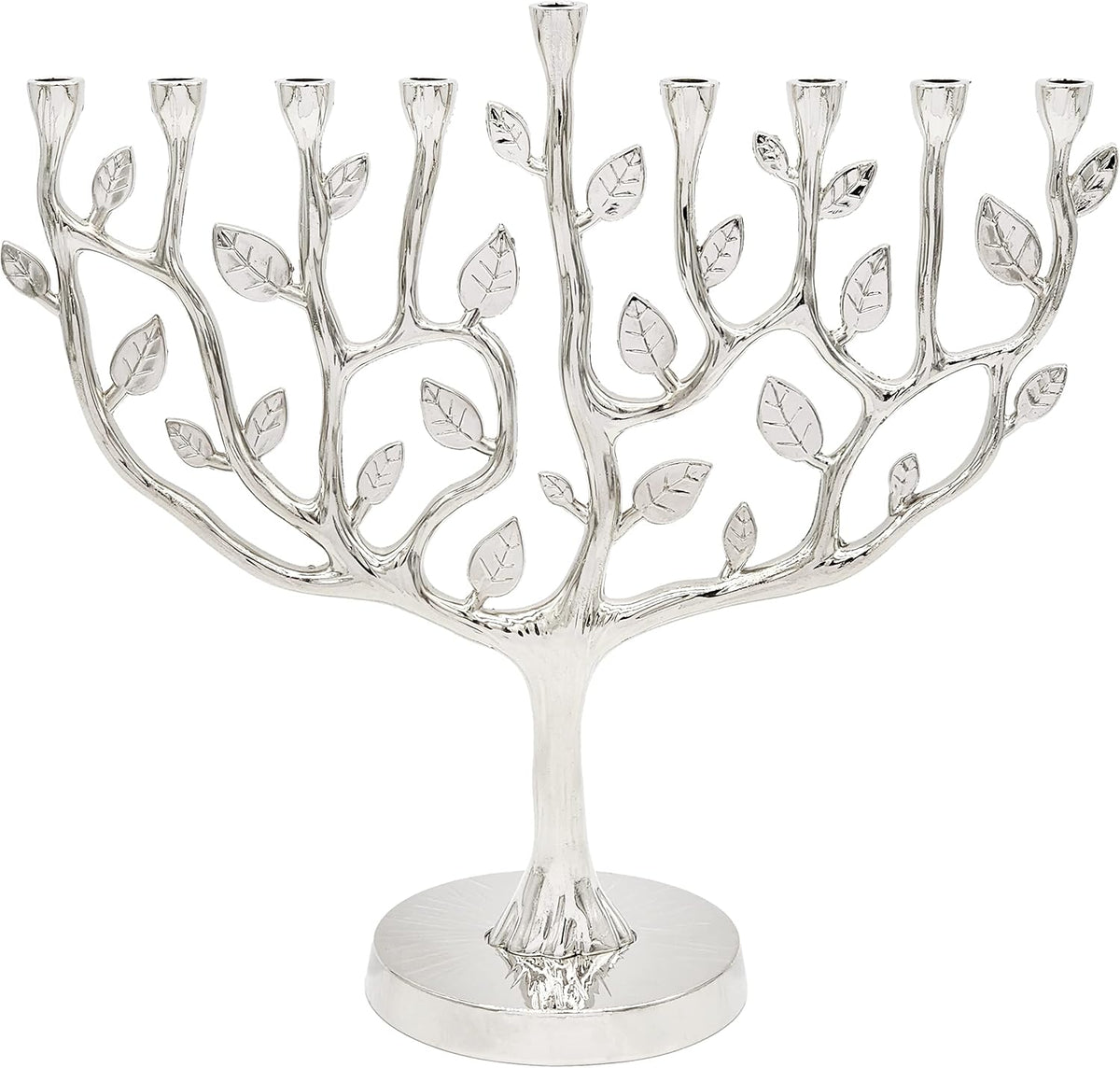 Tree of Life Menorah, Antique Silver