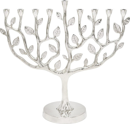 Tree of Life Menorah, Antique Silver