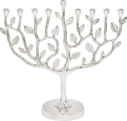 Tree of Life Menorah, Antique Silver