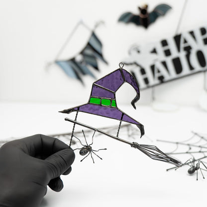 Halloween Witch Hat Stained Glass Suncatcher