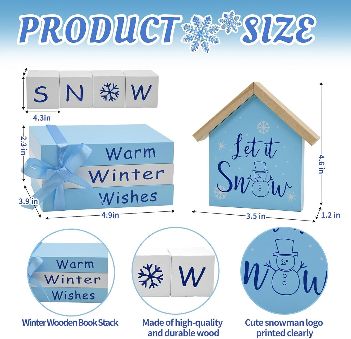 Let It Snow Wooden Block Sign
