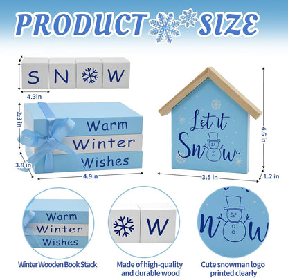 Let It Snow Wooden Block Sign